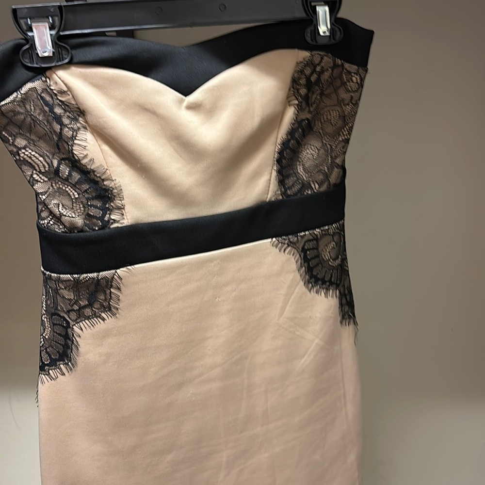 Strapless formal black/tan dress